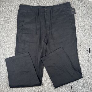 Club Room Luxury Linen Pants Men’s Size XL Black Drawstring Summer Beach NWTGS